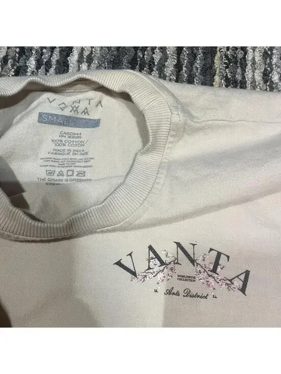 Vanta MFG Pink Men's T-Shirt Size S Pink Cherry Blossoms Graphic Print Text - Picture 2 of 6